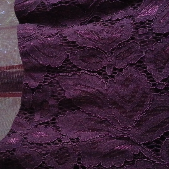 GORGEOUS MAROON WINE SHAPELY SLEEVELESS DRESS SHEER UPPER W/ZIPPER - Picture 6 of 11